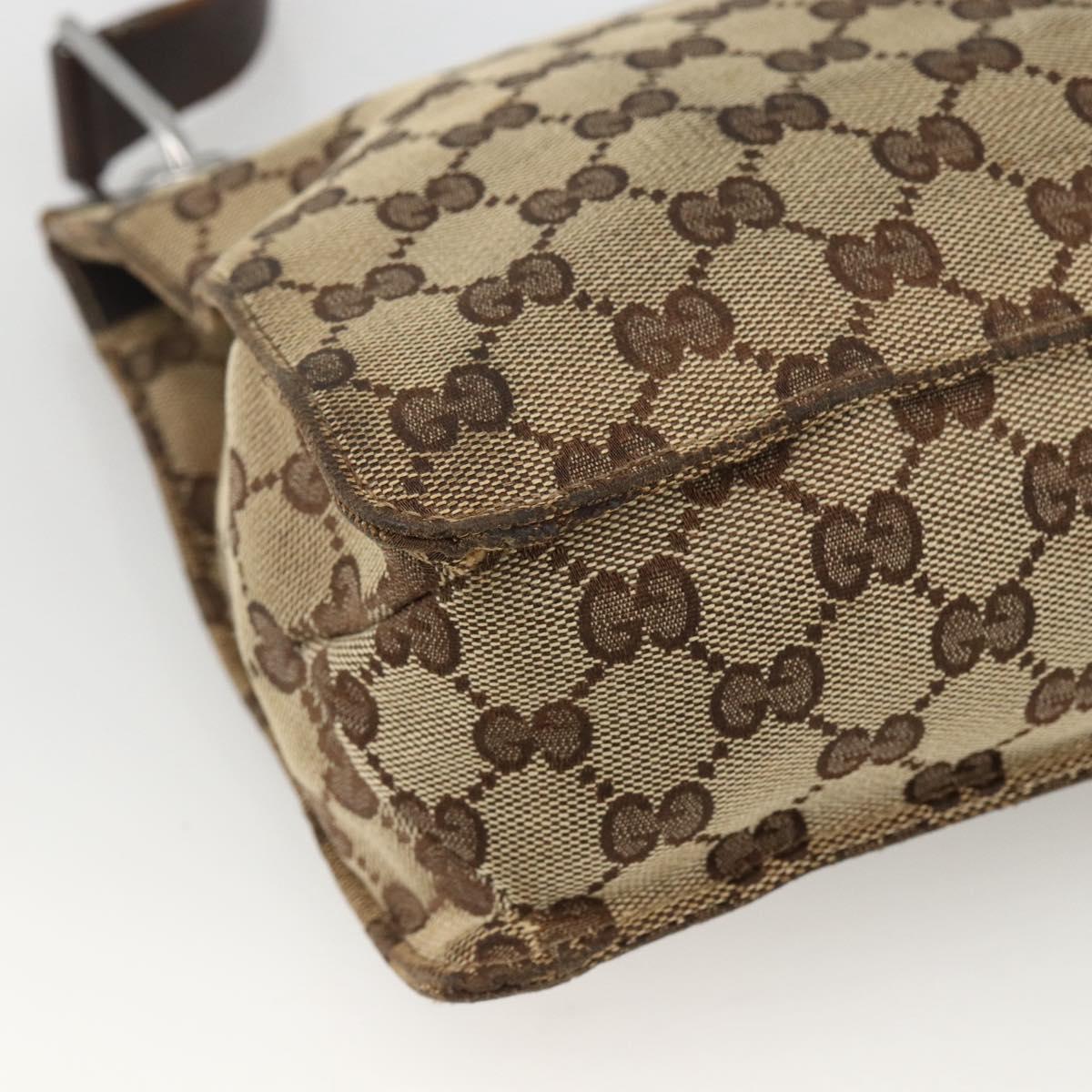 GUCCI GG Canvas Shoulder Bag Beige Silver 120841 Auth 173391