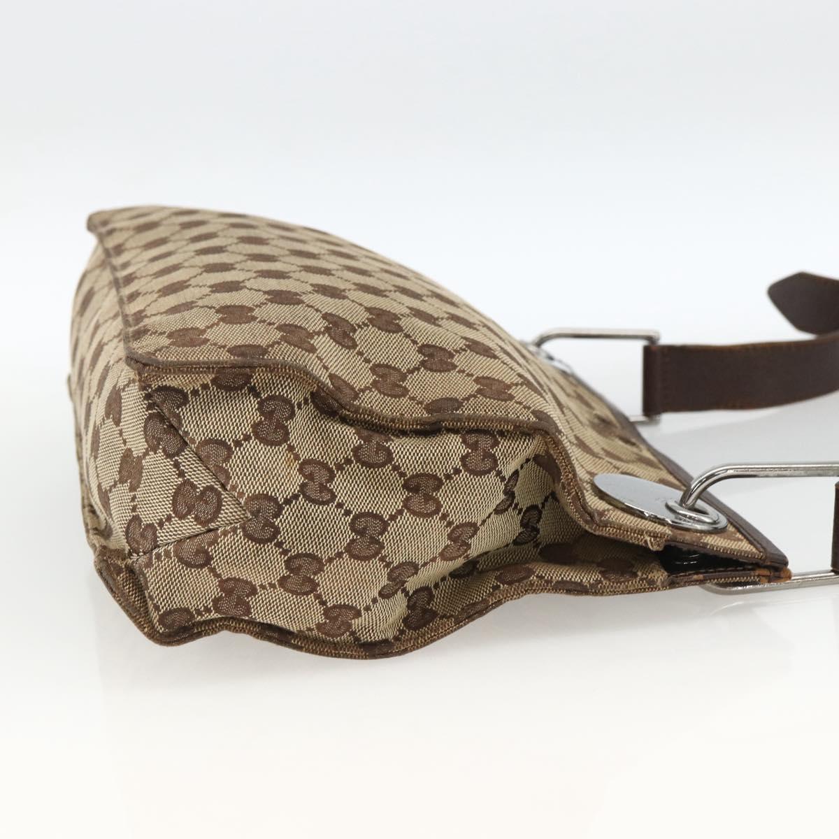 GUCCI GG Canvas Shoulder Bag Beige Silver 120841 Auth 173391