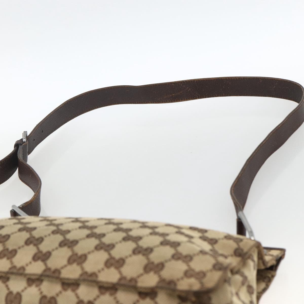 GUCCI GG Canvas Shoulder Bag Beige Silver 120841 Auth 173391