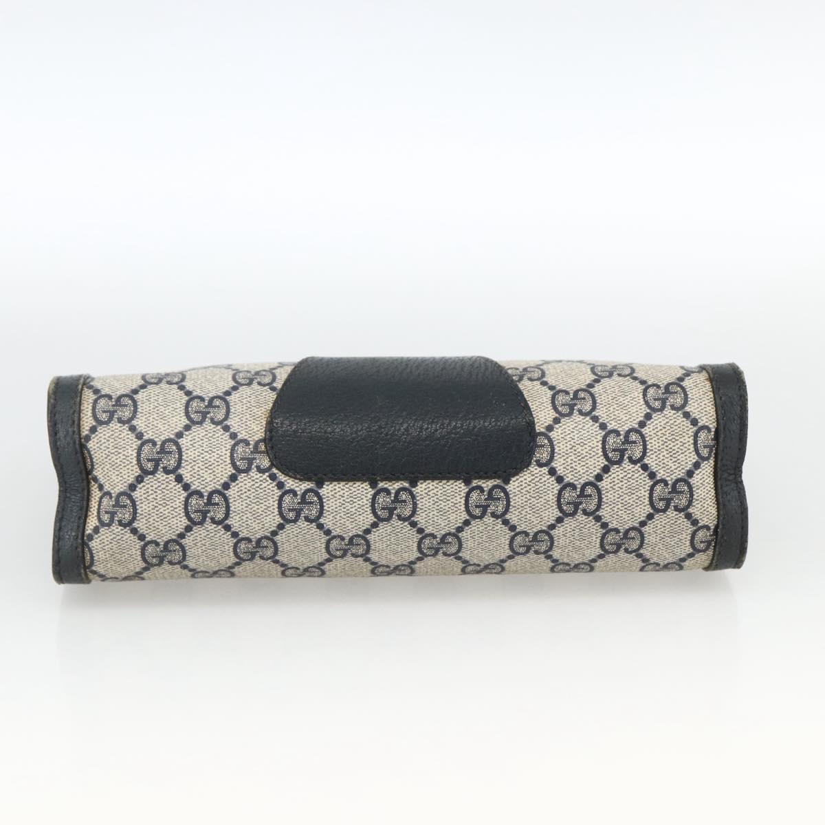 GUCCI GG Supreme Sherry Line Clutch Bag PVC Navy Red 89 01 032 Auth 173392