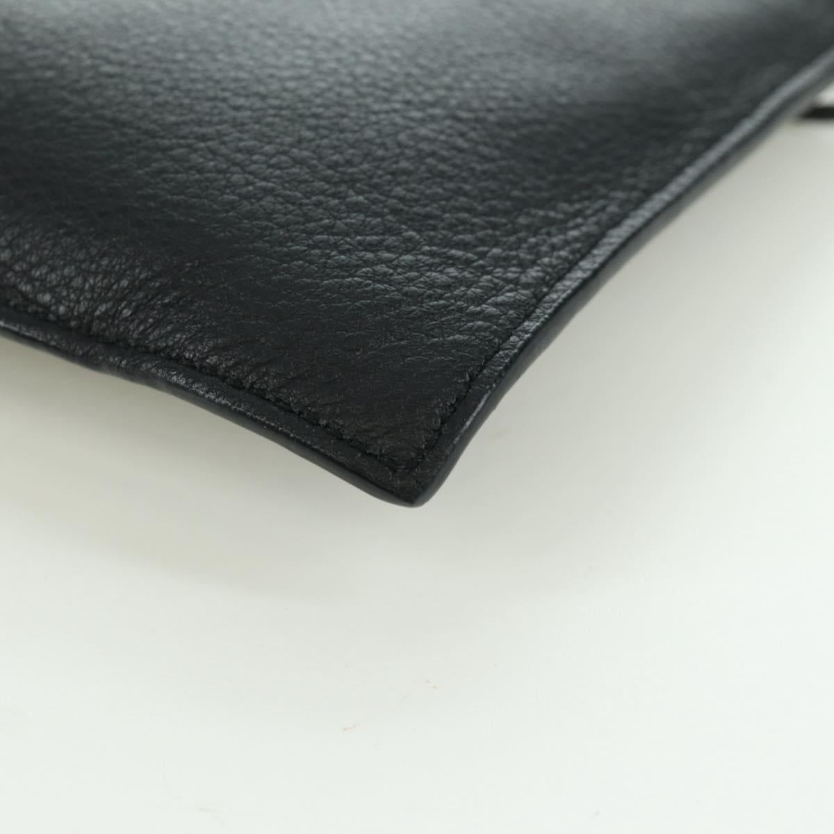 BALENCIAGA Clutch Bag Leather Black Silver Auth 173393A