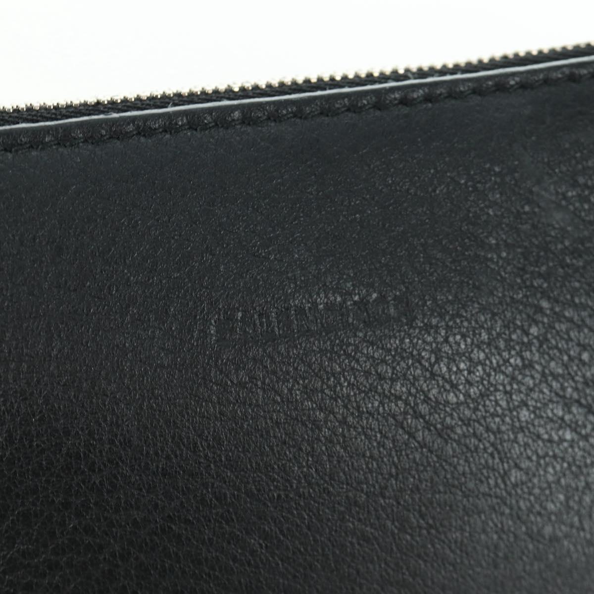 BALENCIAGA Clutch Bag Leather Black Silver Auth 173393A