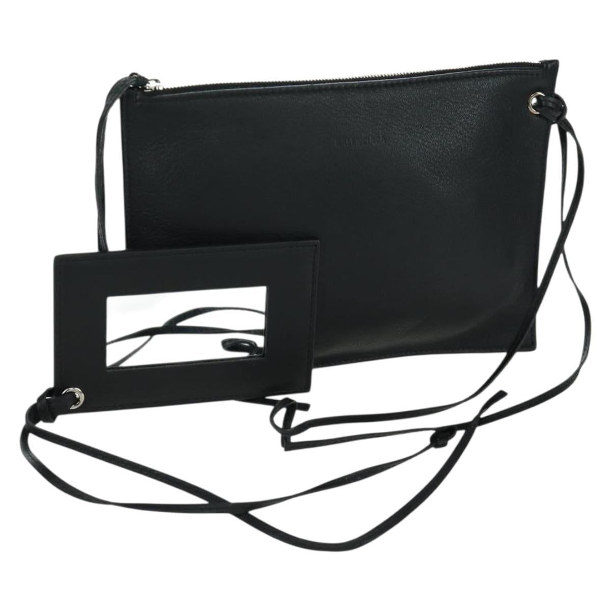 BALENCIAGA Clutch Bag Leather Black Silver Auth 173393A