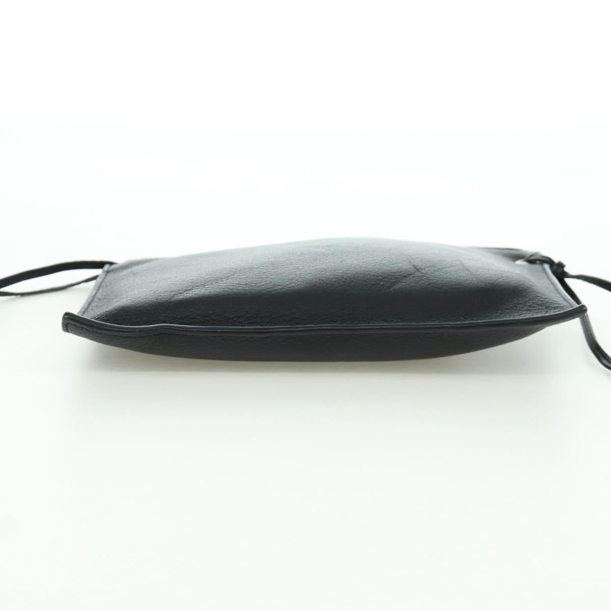 BALENCIAGA Clutch Bag Leather Black Silver Auth 173393A