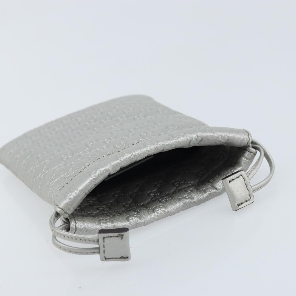 GUCCI Micro GG Canvas Guccissima Pouch Leather Silver 281982 Auth 173400V