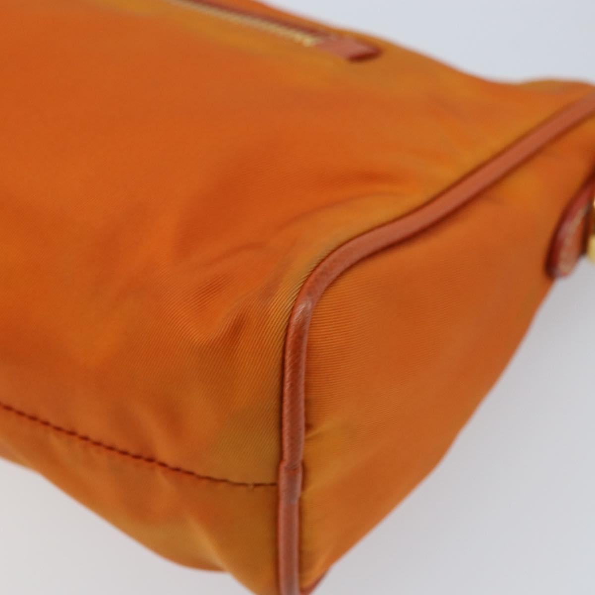 PRADA Shoulder Bag Nylon Orange Gold Auth 173408