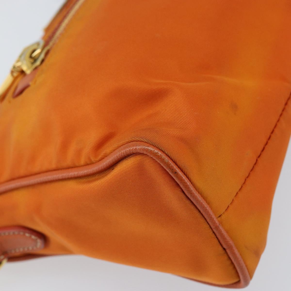 PRADA Shoulder Bag Nylon Orange Gold Auth 173408