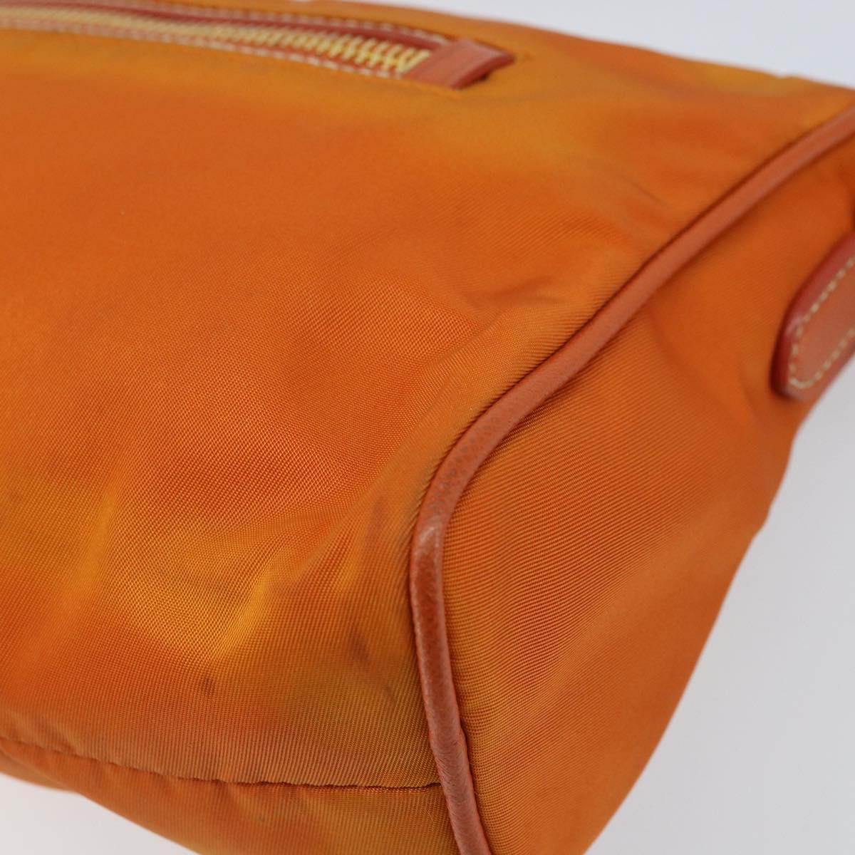 PRADA Shoulder Bag Nylon Orange Gold Auth 173408