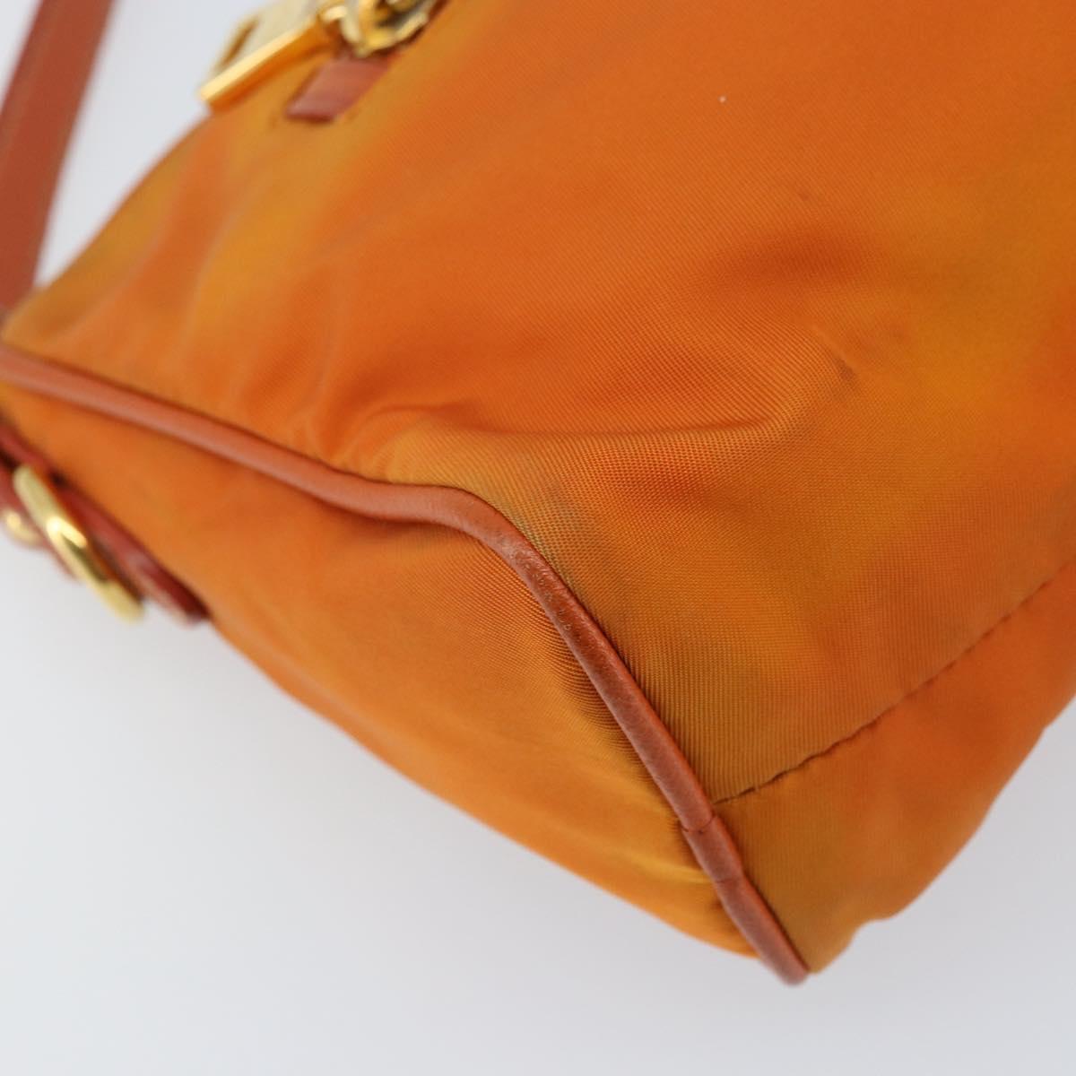 PRADA Shoulder Bag Nylon Orange Gold Auth 173408