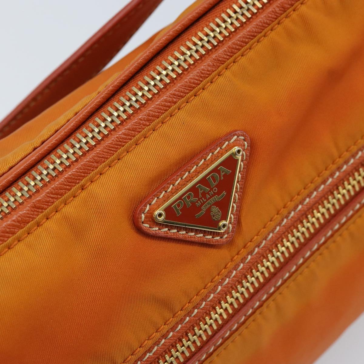 PRADA Shoulder Bag Nylon Orange Gold Auth 173408
