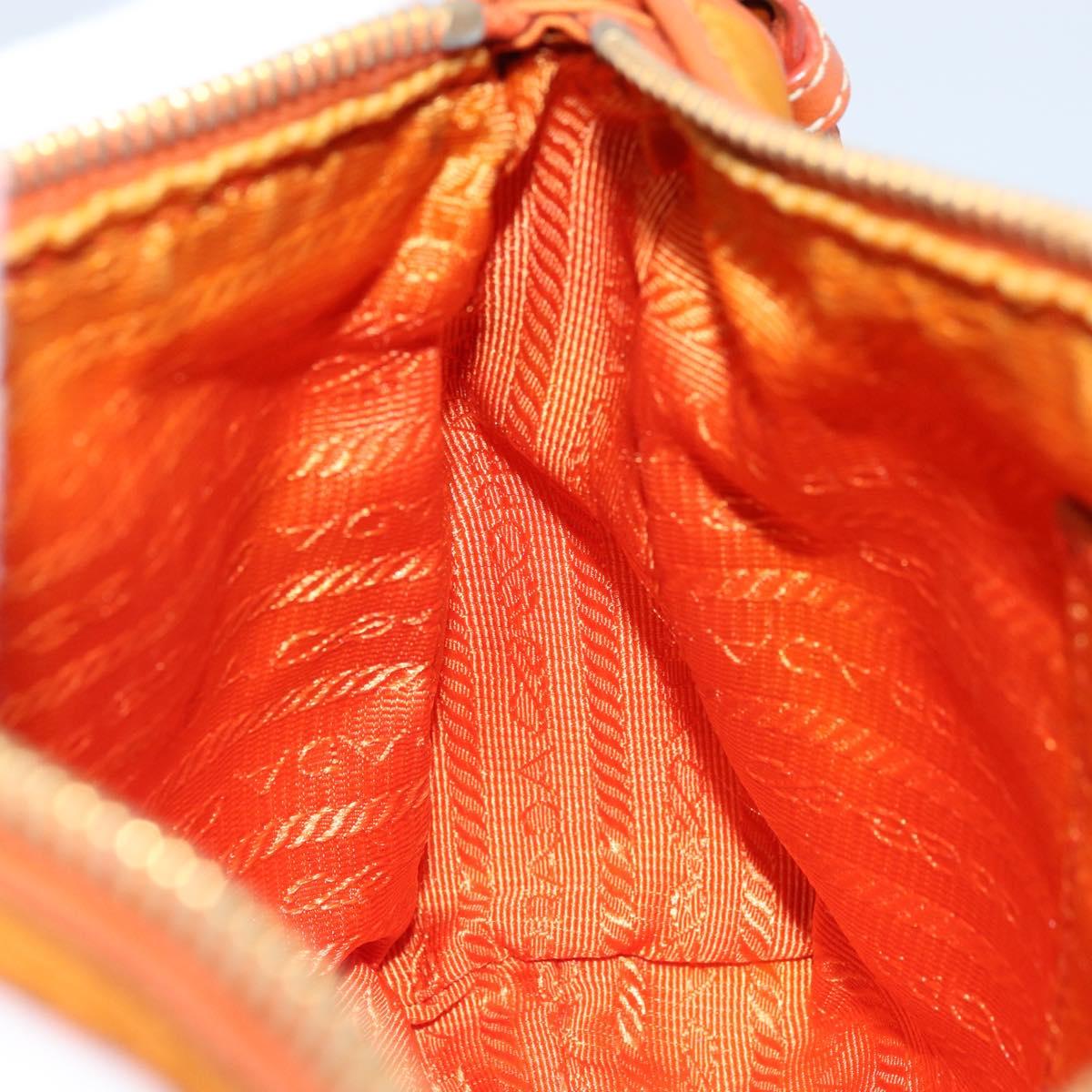 PRADA Shoulder Bag Nylon Orange Gold Auth 173408