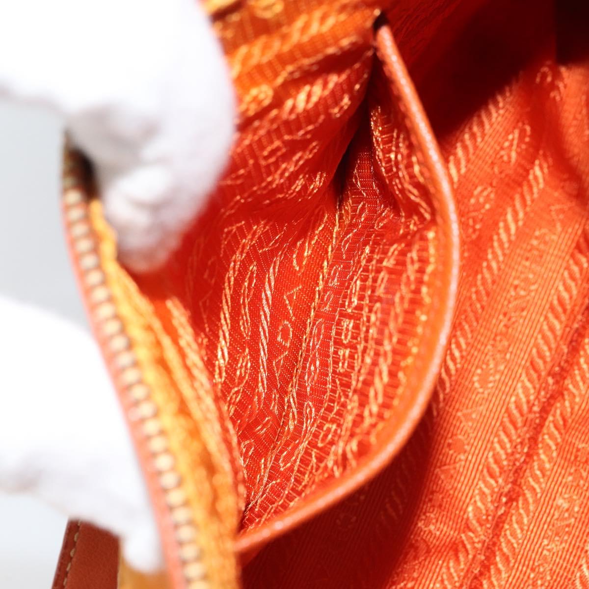 PRADA Shoulder Bag Nylon Orange Gold Auth 173408