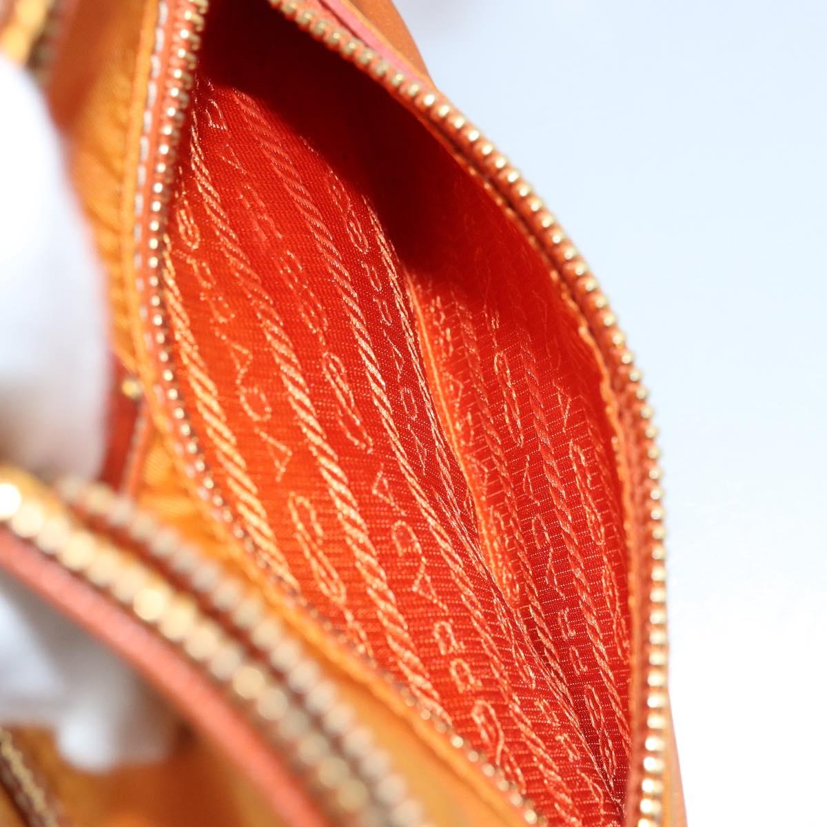 PRADA Shoulder Bag Nylon Orange Gold Auth 173408