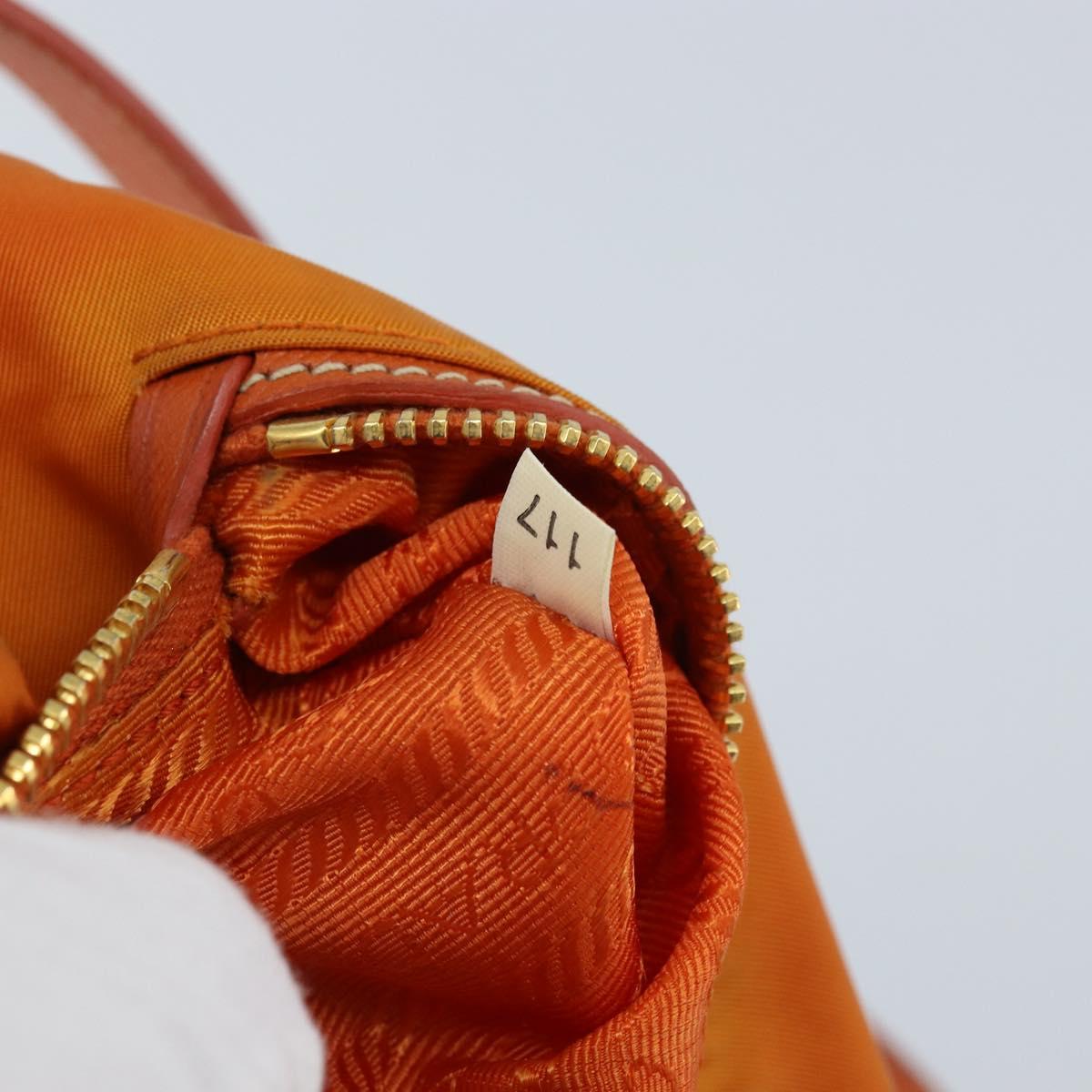 PRADA Shoulder Bag Nylon Orange Gold Auth 173408