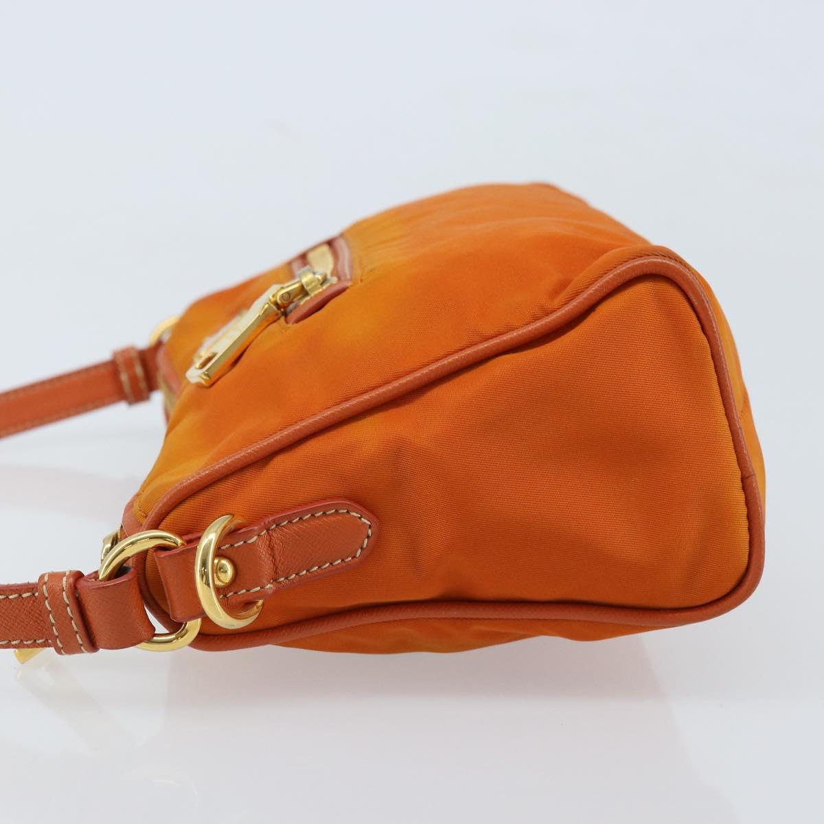PRADA Shoulder Bag Nylon Orange Gold Auth 173408