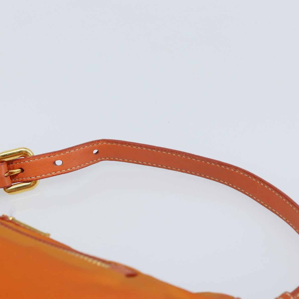 PRADA Shoulder Bag Nylon Orange Gold Auth 173408