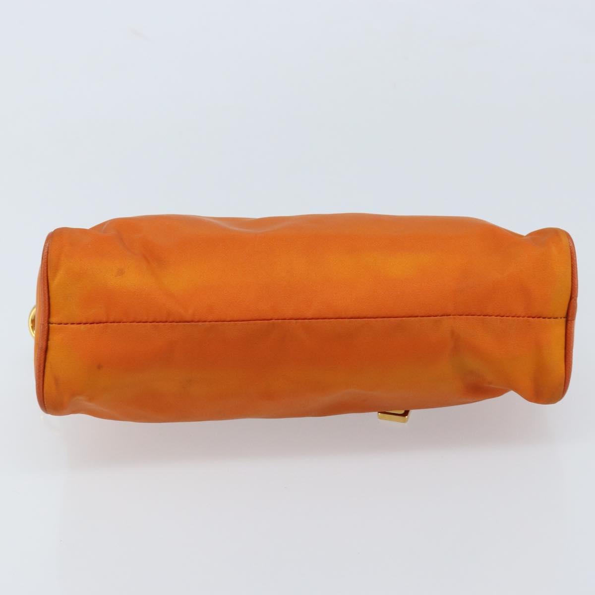 PRADA Shoulder Bag Nylon Orange Gold Auth 173408