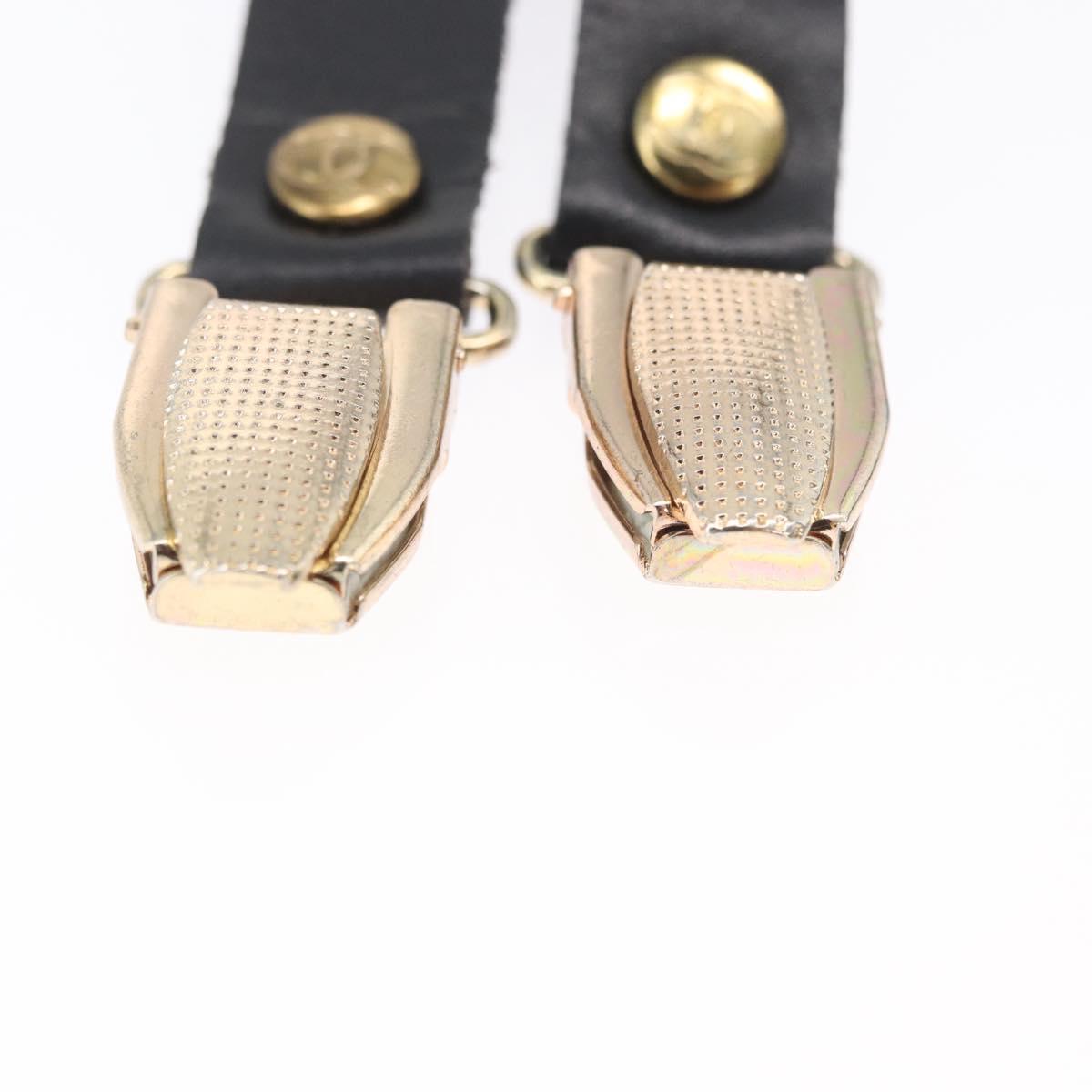CHANEL Suspenders Canvas Black CC Auth 173409V
