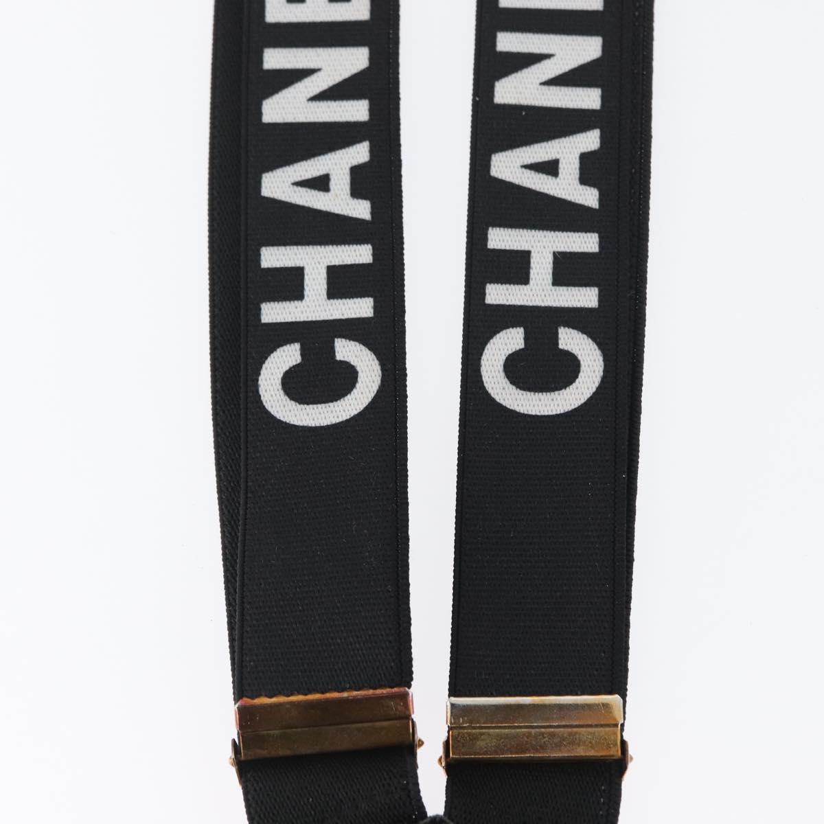CHANEL Suspenders Canvas Black CC Auth 173409V