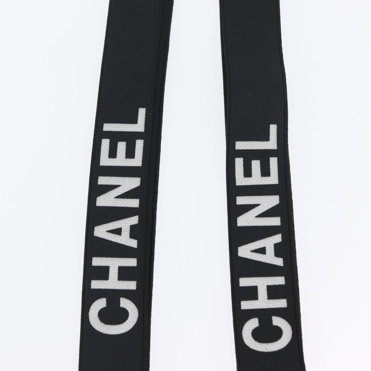 CHANEL Suspenders Canvas Black CC Auth 173409V
