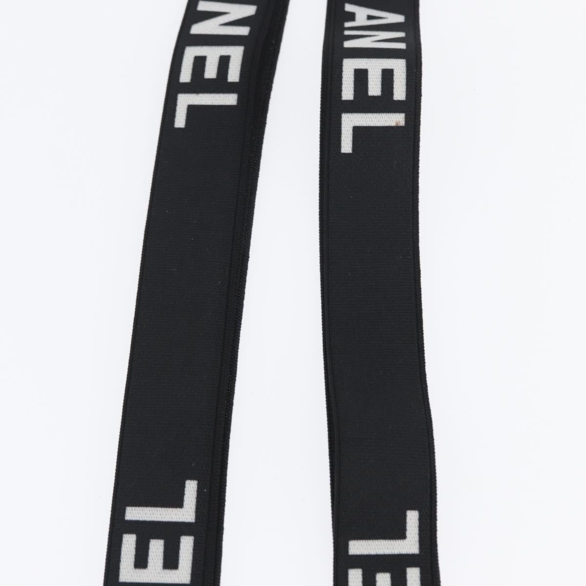 CHANEL Suspenders Canvas Black CC Auth 173409V