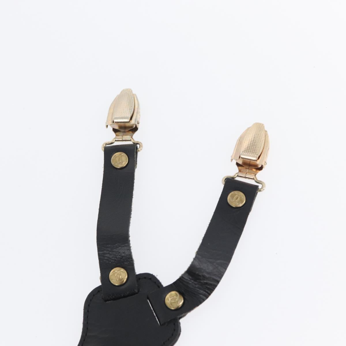 CHANEL Suspenders Canvas Black CC Auth 173409V