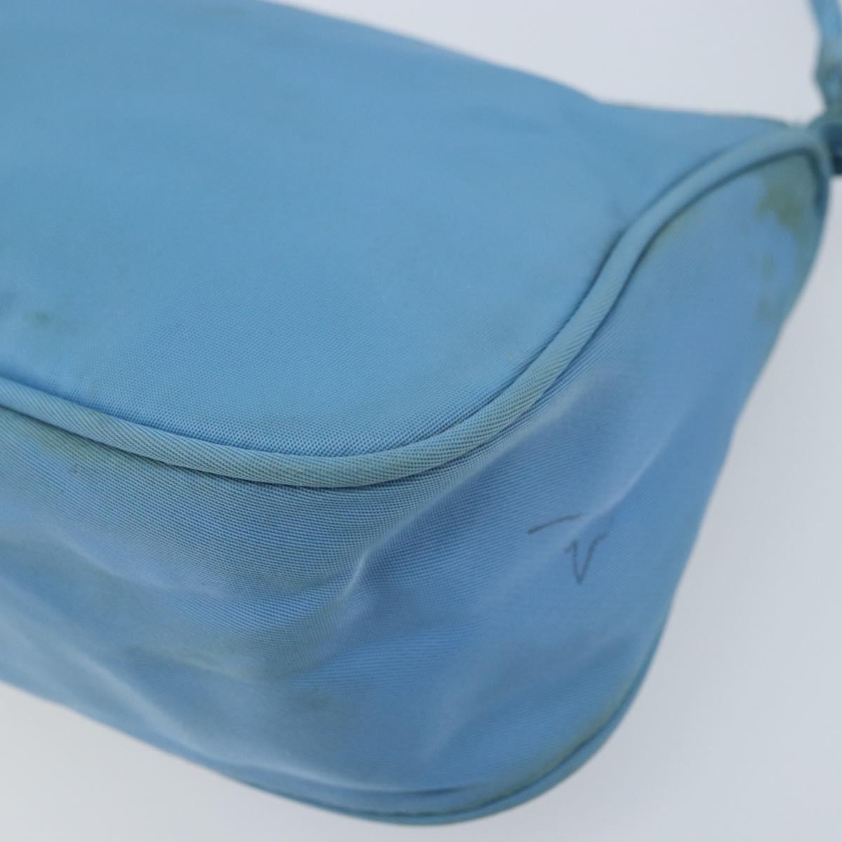 PRADA Accessory Pouch Nylon Light Blue Silver Auth 173414