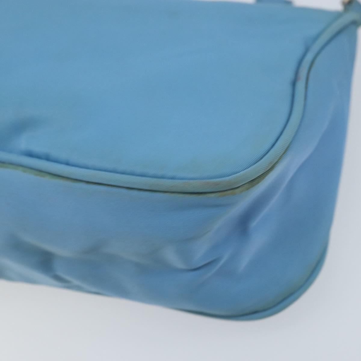 PRADA Accessory Pouch Nylon Light Blue Silver Auth 173414
