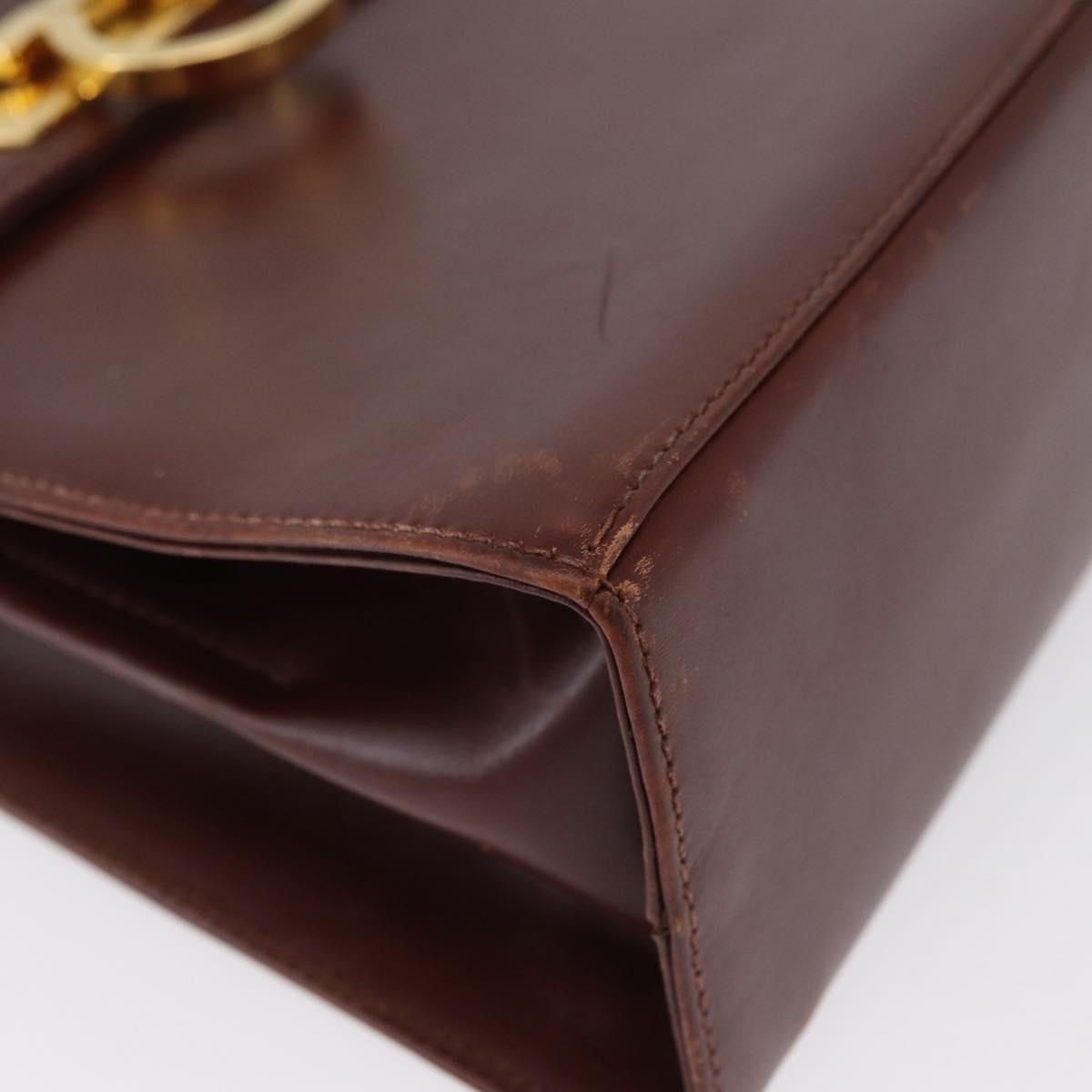 Salvatore Ferragamo Gancini Hand Bag Leather 2way Brown Gold Auth 173424