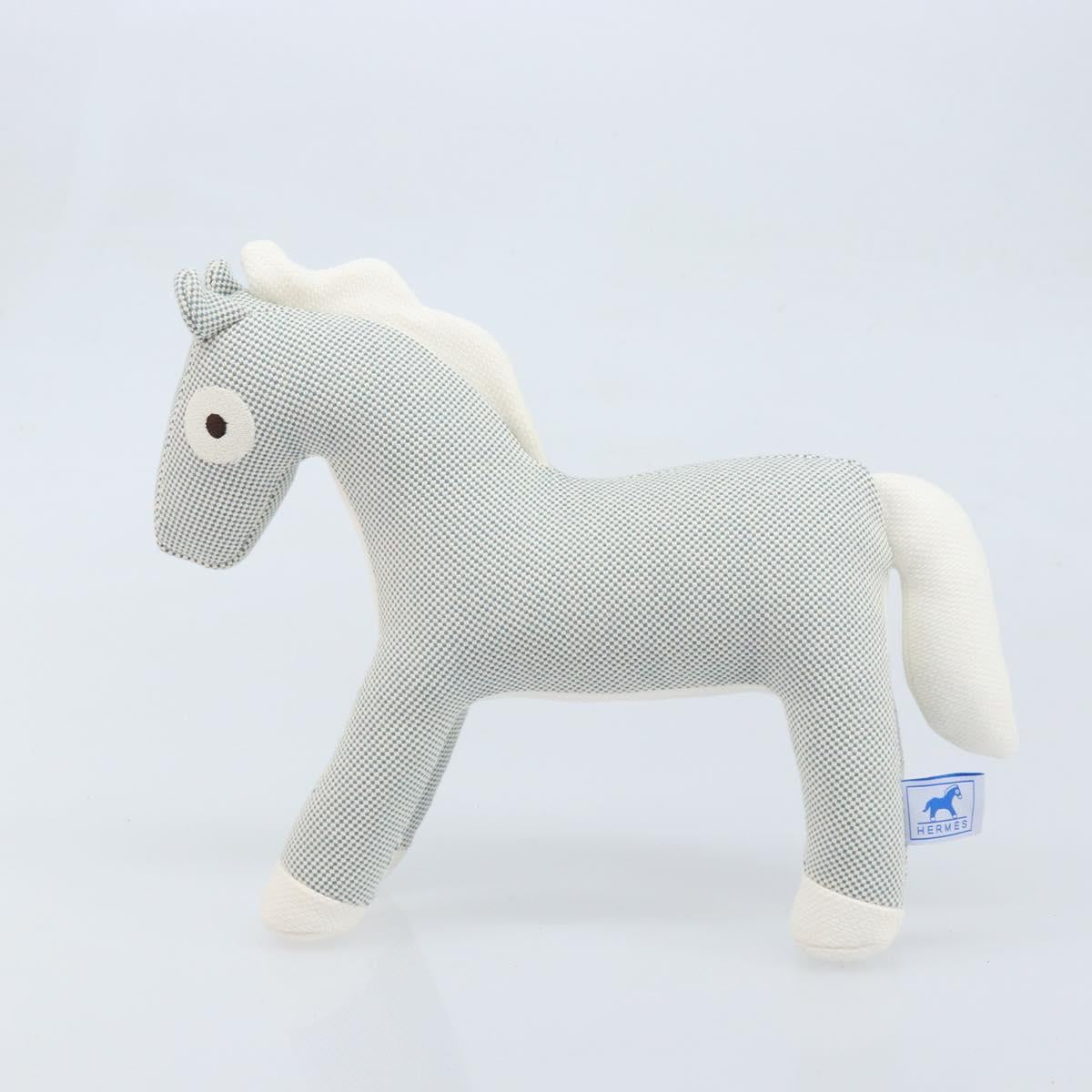 HERMES Cheval Honore Époque Stuffed Cotton Light Blue Auth 173436M