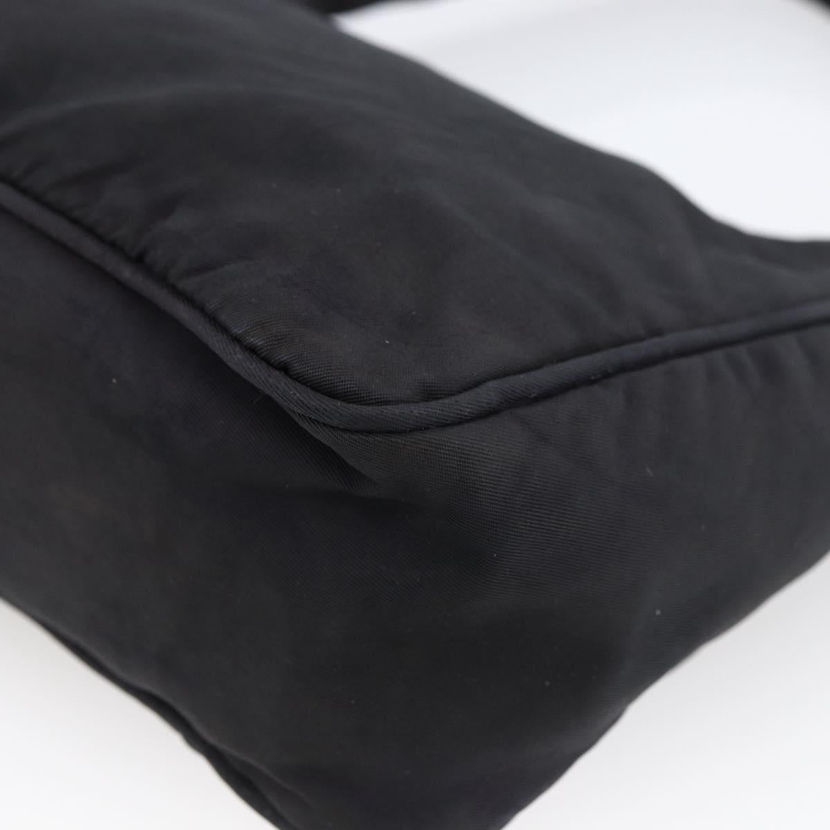 PRADA Hand Pouch Hand Bag Nylon Black Silver Auth 173437