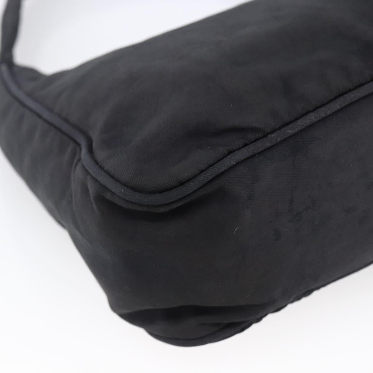 PRADA Hand Pouch Hand Bag Nylon Black Silver Auth 173437