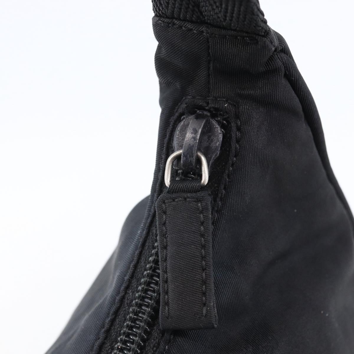 PRADA Hand Pouch Hand Bag Nylon Black Silver Auth 173437