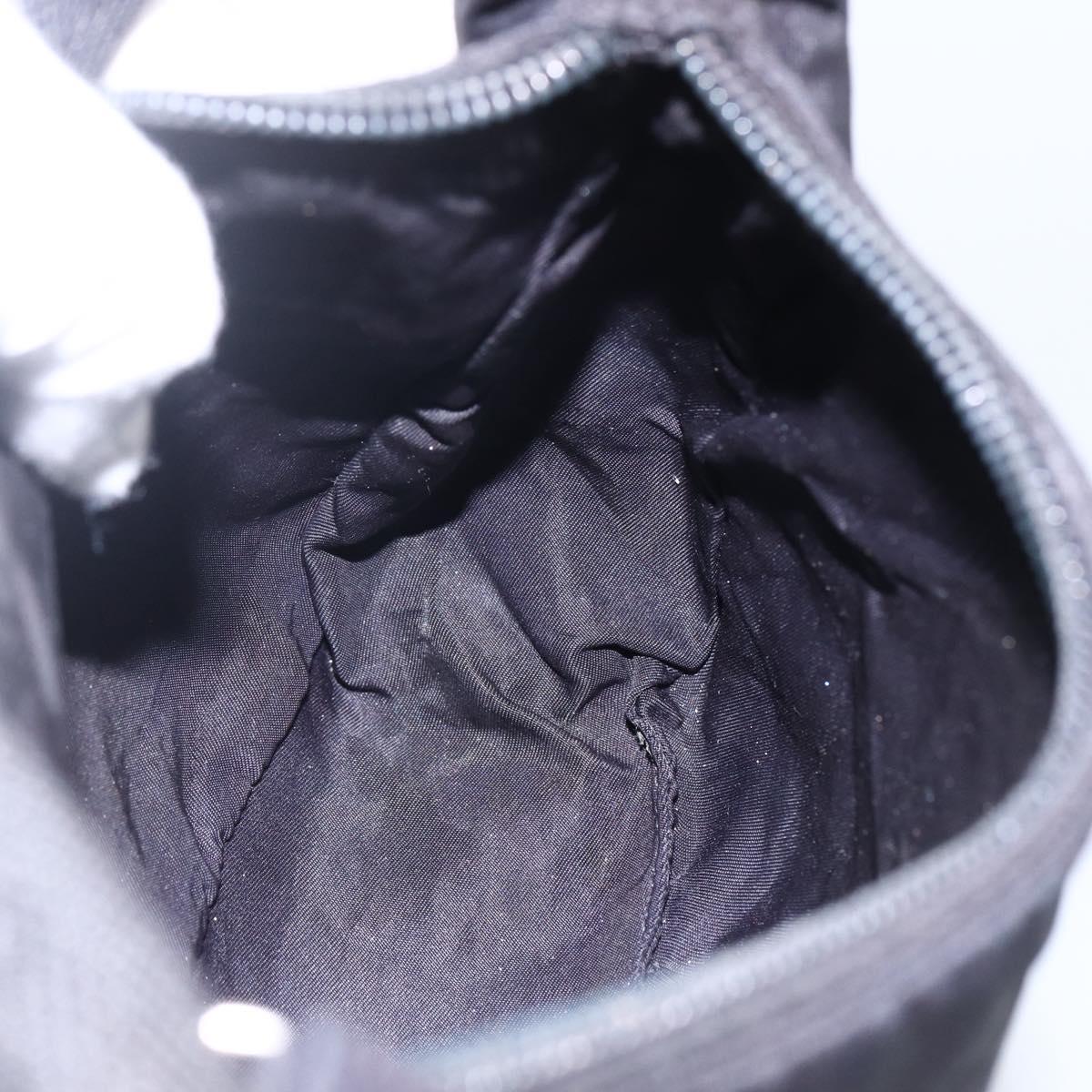 PRADA Hand Pouch Hand Bag Nylon Black Silver Auth 173437