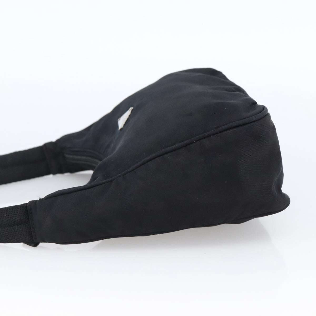 PRADA Hand Pouch Hand Bag Nylon Black Silver Auth 173437