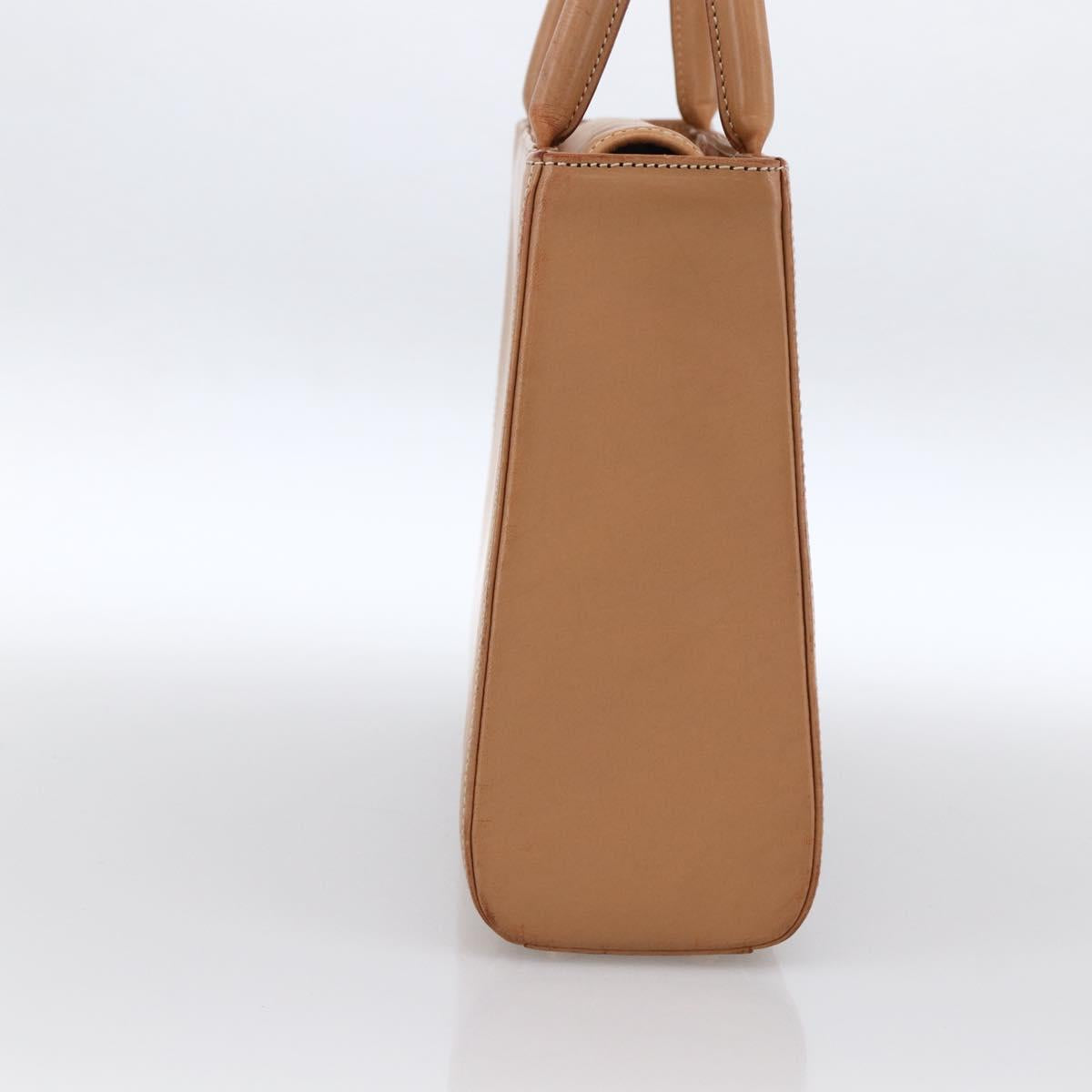 Burberrys Nova Check Hand Bag Leather Beige Gold Auth 173439