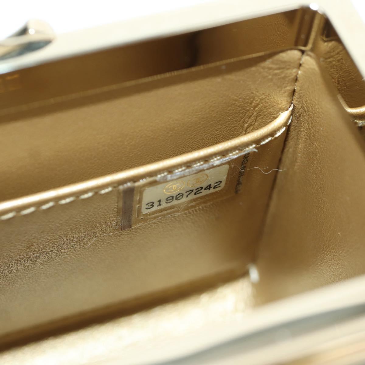 CHANEL Matelasse Chain Shoulder Bag Lamb Skin White Gold CC Auth 173442SAM