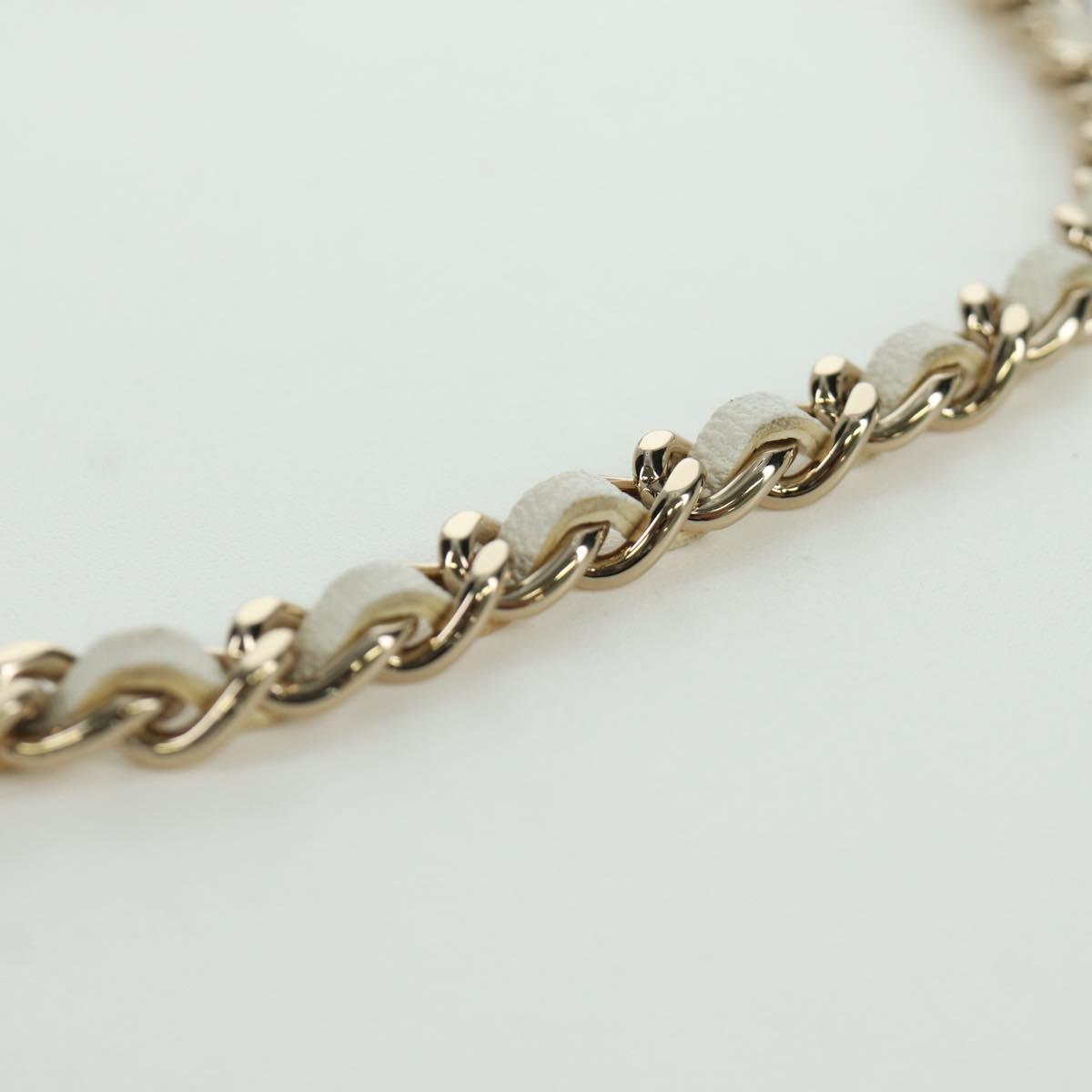 CHANEL Matelasse Chain Shoulder Bag Lamb Skin White Gold CC Auth 173442SAM
