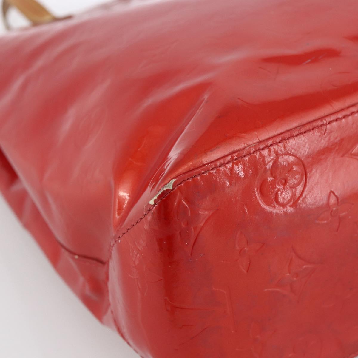 LOUIS VUITTON Monogram Vernis Reade MM Hand Bag Red Rouge M91086 LV Auth 173446