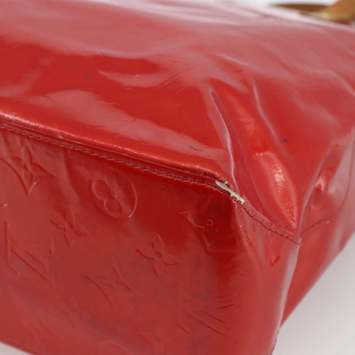 LOUIS VUITTON Monogram Vernis Reade MM Hand Bag Red Rouge M91086 LV Auth 173446