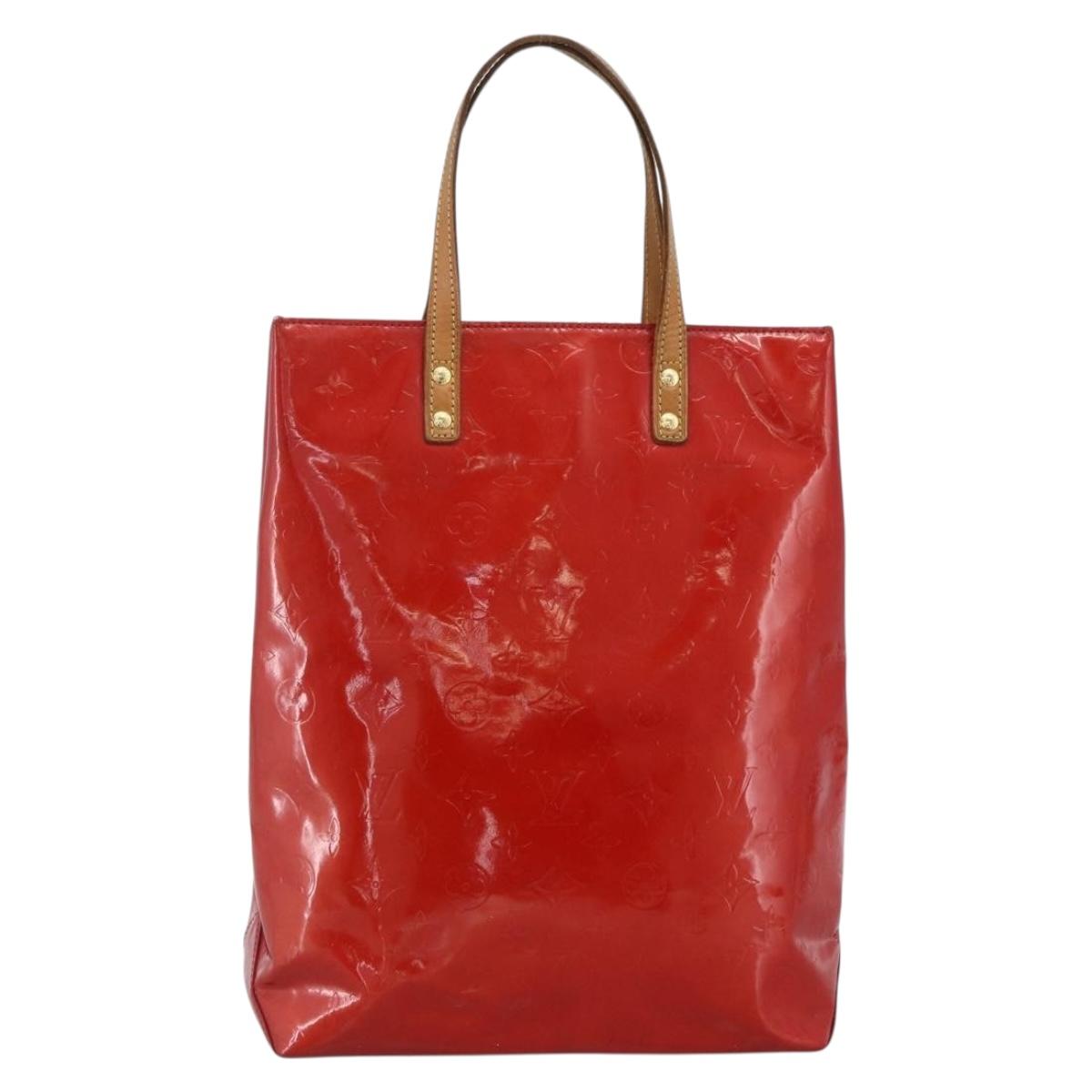 LOUIS VUITTON Monogram Vernis Reade MM Hand Bag Red Rouge M91086 LV Auth 173446