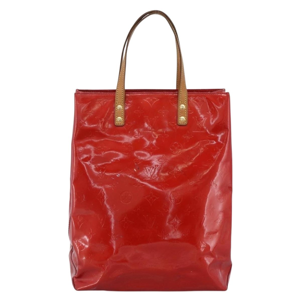 LOUIS VUITTON Monogram Vernis Reade MM Hand Bag Red Rouge M91086 LV Auth 173446