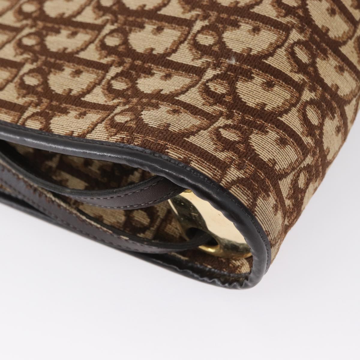 Christian Dior Trotter Canvas Shoulder Bag Beige Gold Auth 173448