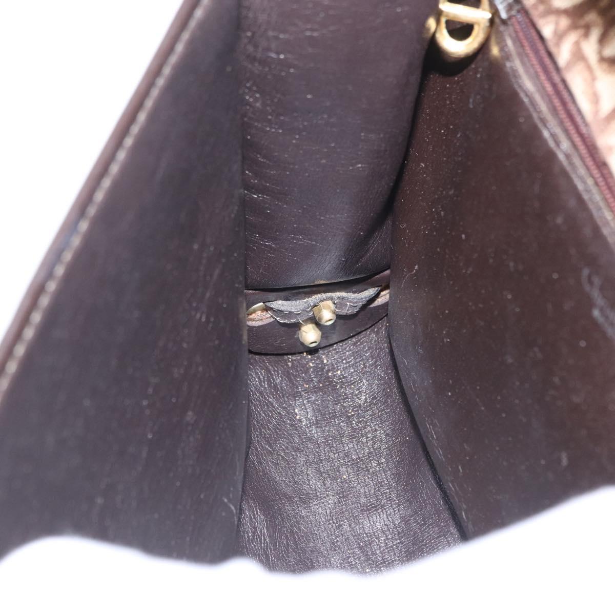 Christian Dior Trotter Canvas Shoulder Bag Beige Gold Auth 173448