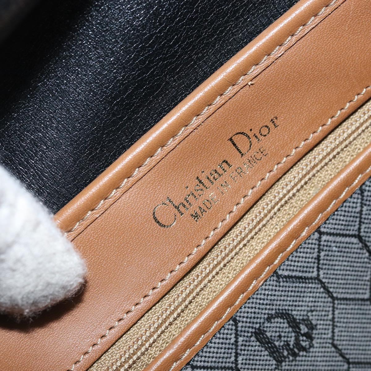 Christian Dior Honeycomb Canvas Shoulder Bag Black Gold Auth 173449