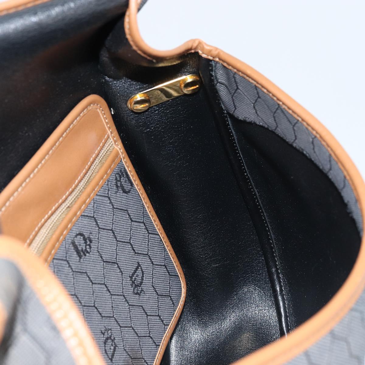 Christian Dior Honeycomb Canvas Shoulder Bag Black Gold Auth 173449