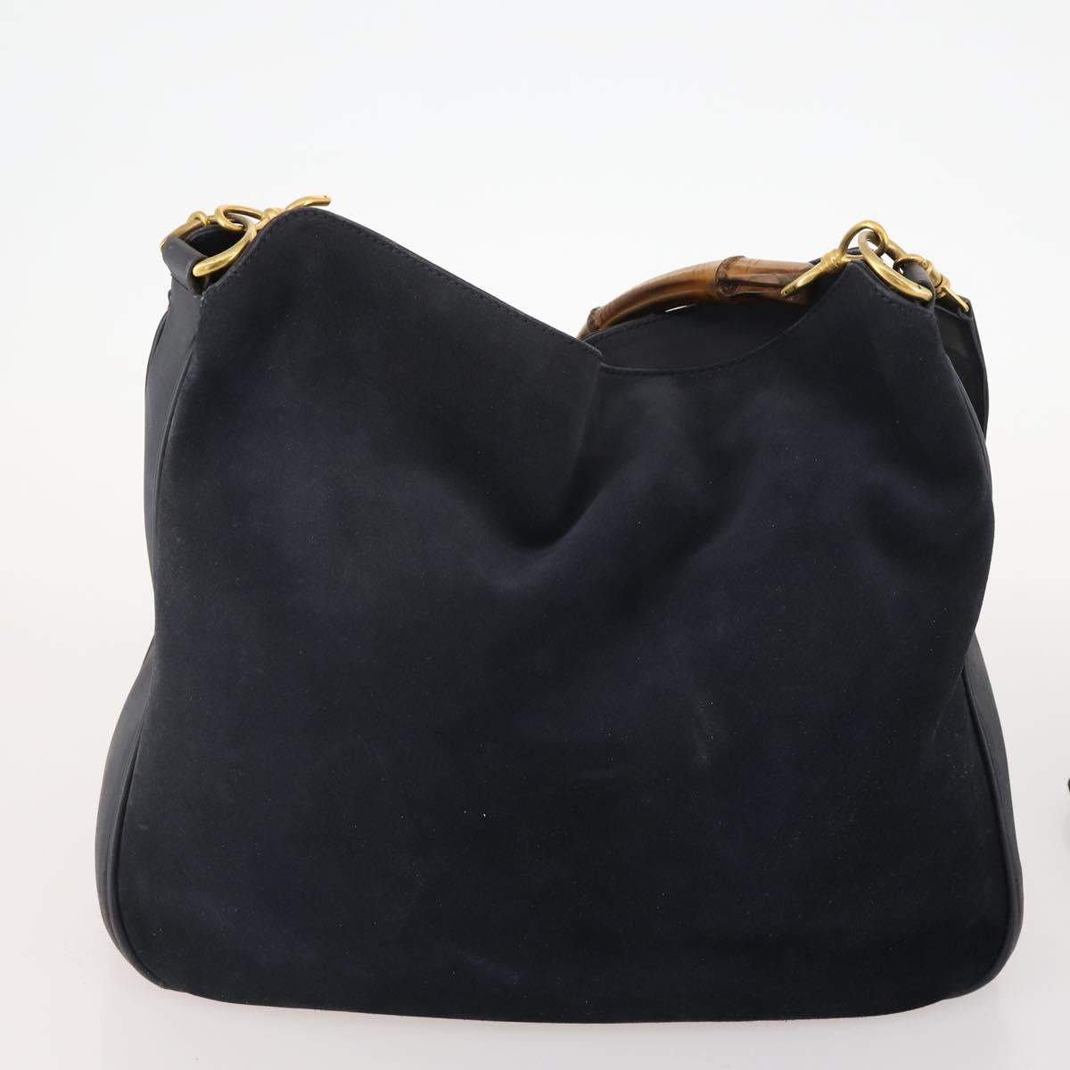 GUCCI GG Canvas Hand Bag Suede 2 Set Black Auth 173454