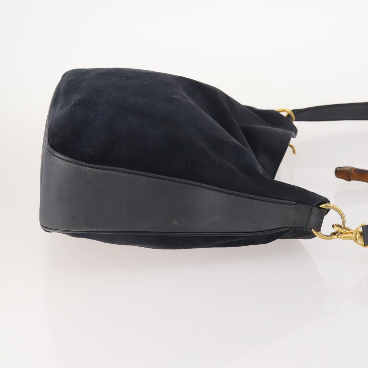 GUCCI GG Canvas Hand Bag Suede 2 Set Black Auth 173454