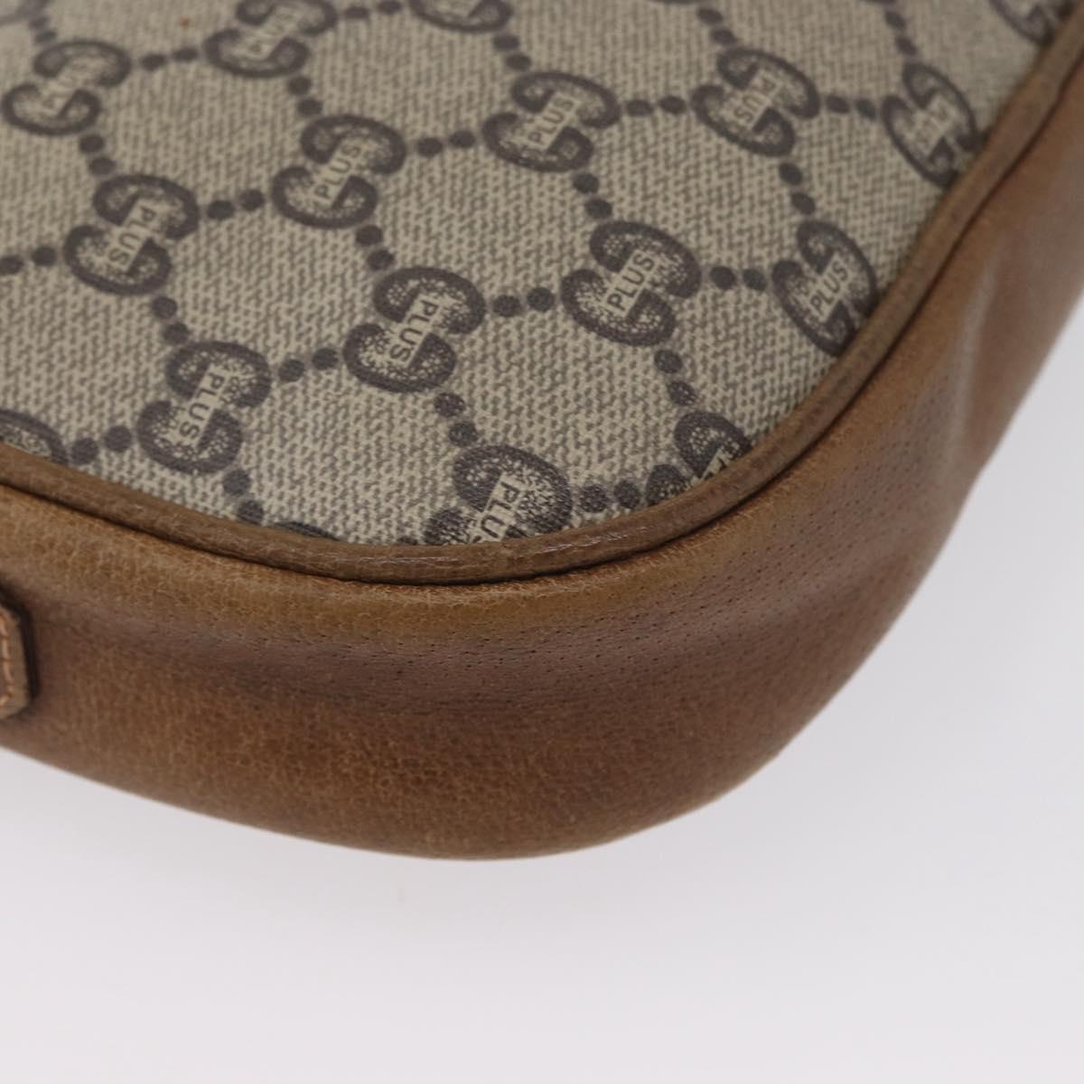 GUCCI GG Plus Supreme Shoulder Bag PVC Beige Gold Auth 173465