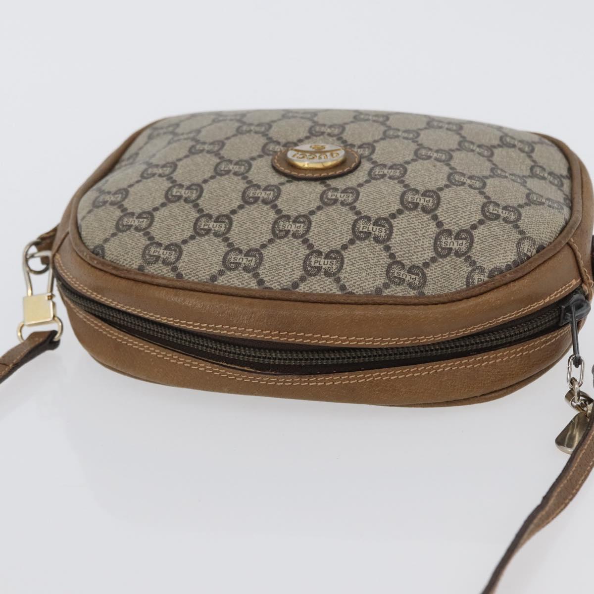 GUCCI GG Plus Supreme Shoulder Bag PVC Beige Gold Auth 173465